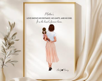 Muttertagsgeschenk für neue Mutter, individuelle Wandkunst für Mutter mit Baby, Mutter-Tochter-Wandkunst, Mutter- und Kleinkinddruck, personalisiertes Geschenk