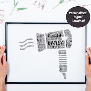 Impressão de secador de cabelo personalizado - Arte de parede com palavras personalizadas - Cabeleireiro, cabeleireiro - Obrigado, presentes de aniversário - para ela, para ele, homens, mulheres