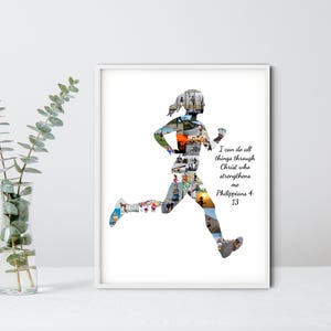 Modello di collage fotografico personalizzato di una donna che corre Regalo personalizzato per donne che corrono Regali per donne atletiche Amante della maratona Regalo di Natale