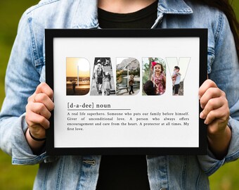 Regalo para el primer día del padre para papá, collage de fotos personalizado para papá, impresión de imagen personalizada de papá de hijo e hija, regalo personalizado para nuevo papá