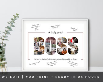 Boss custom gift collage Boss going away gift Farewell guestbook Boss retirement Boss Appreciation gift Boss Birthday Gift Best Gift ideas
