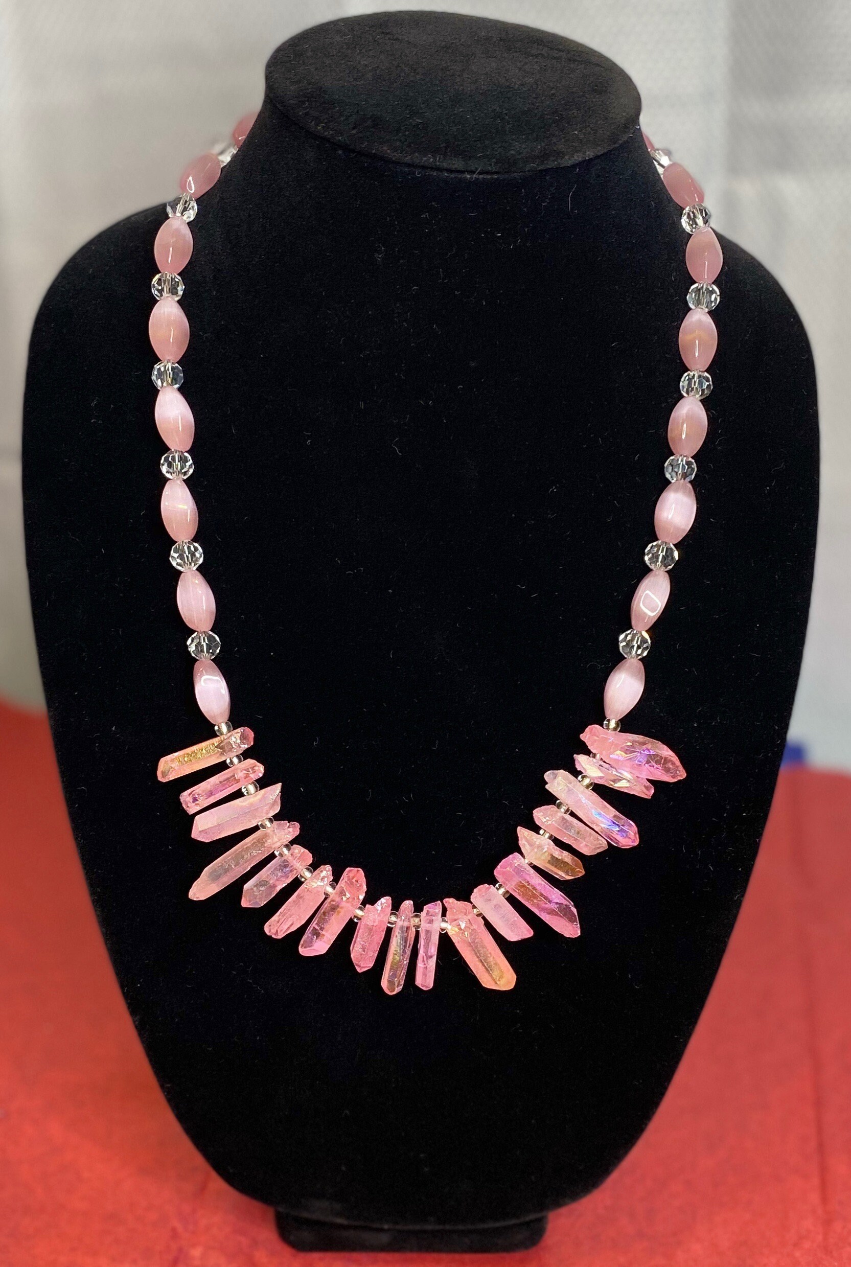 Pink Crystal Necklace Etsy
