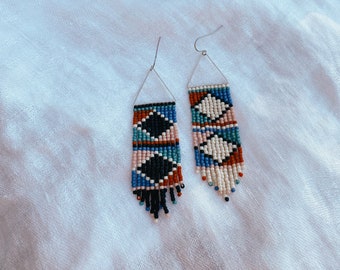 Retro Diamond Quilt - 90's style | Seed bead earrings, Gifts for Her, Handmade earrings,