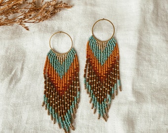 Dallas Western Inspired Fringe Bead earrings | Yellowstone style, seed bead earrings, handmade gifts, gifts for her