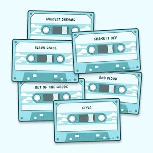 Sky Blue Era Cassette Tape Sticker, Cute Vinyl Die Cut, for Musician and Artist