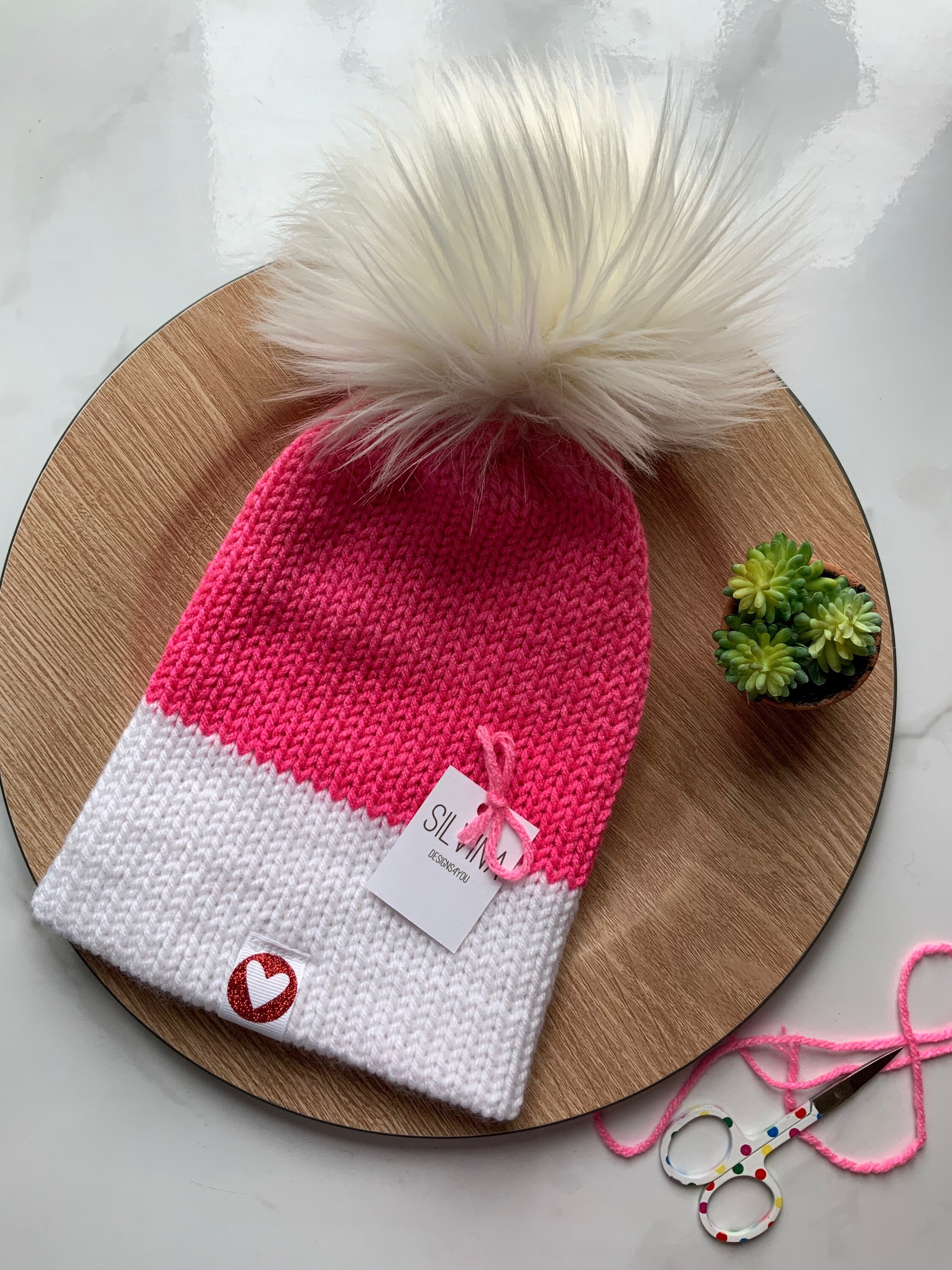 Valentines Day Beanie / Pink variety Beanies with detachable Etsy