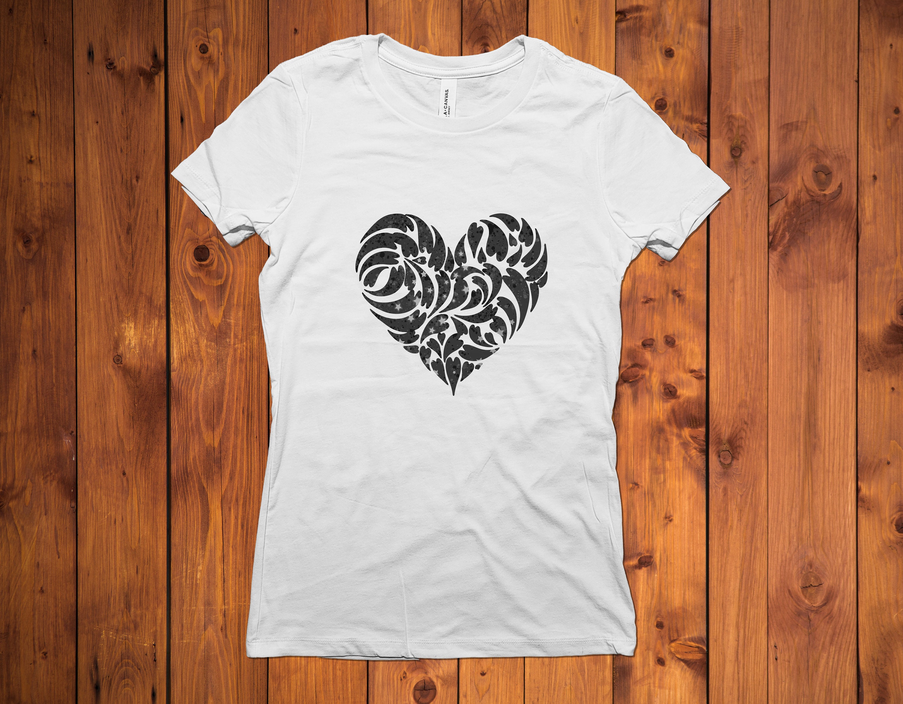 Geometric Hearts and Stars White/Black T-Shirt Valentines | Etsy