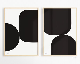 Minimalist Printable Art Set of 2 Prints Black and White - Etsy