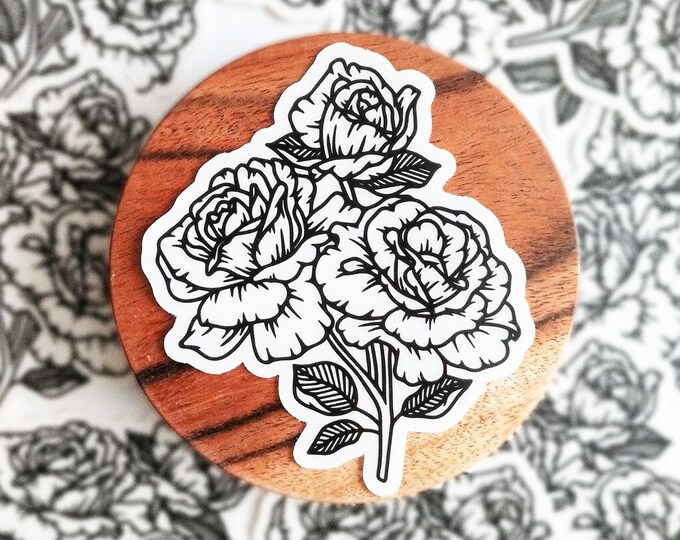 Rose Sticker, Rose Stained Glass Window Sticker, Flowers Sticker, Roses ...