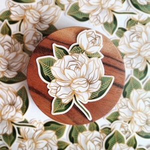 SAMPAGUITA Gold Clear Vinyl Sticker Sampaguita Sticker, Jasmine, Flower, Filipino, Philippines, Botanical Sticker image 1