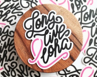 LONG LIVE ALOHA Clear Vinyl Sticker | Breast Cancer Awareness, Breast Cancer Ribbon, Cancer Support