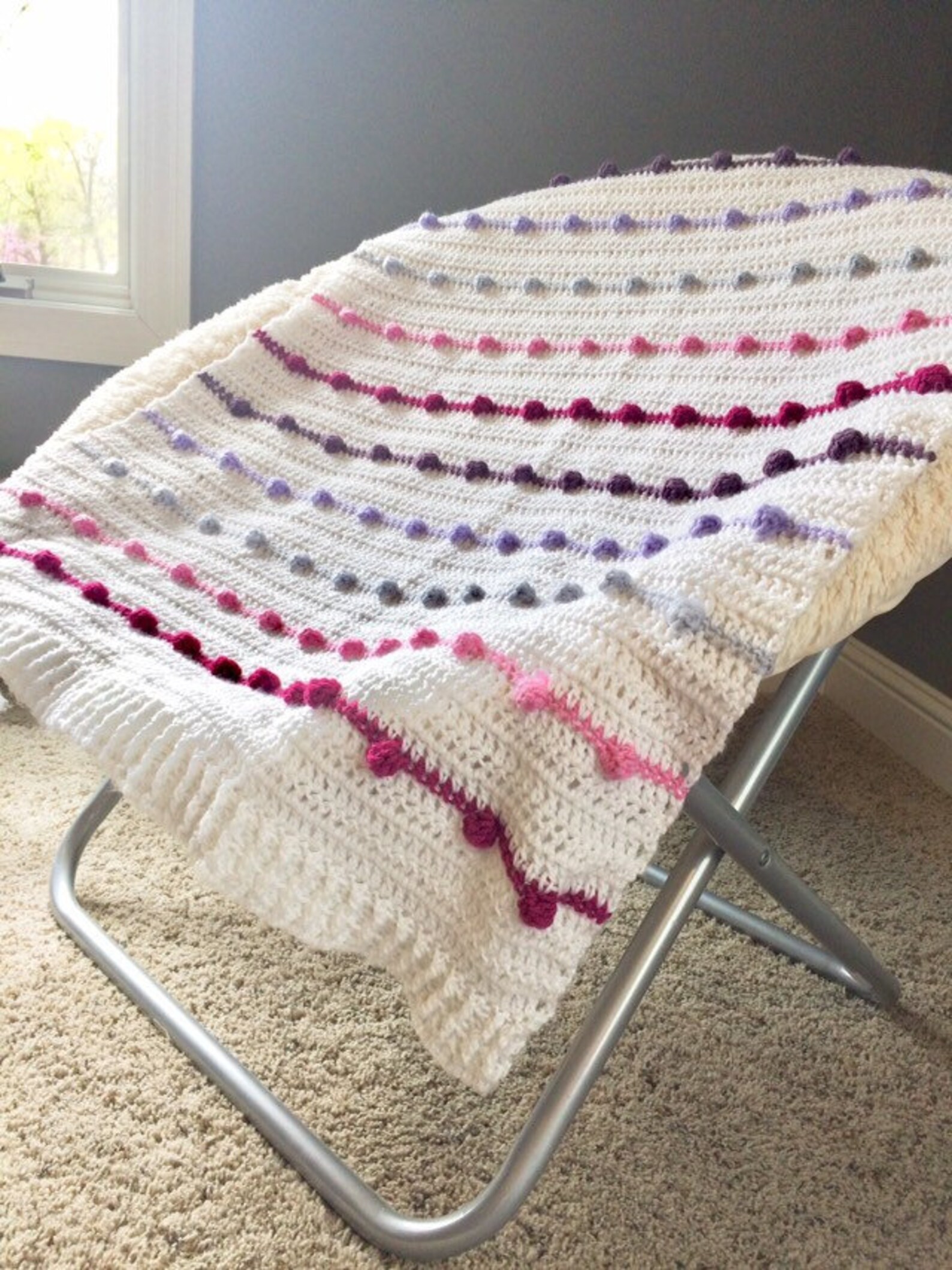 Striped Bobble Baby Blanket Etsy