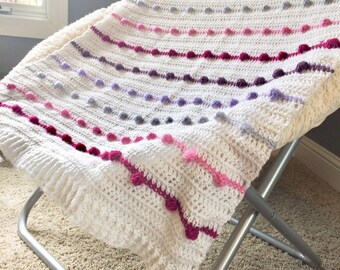 Striped bobble baby blanket