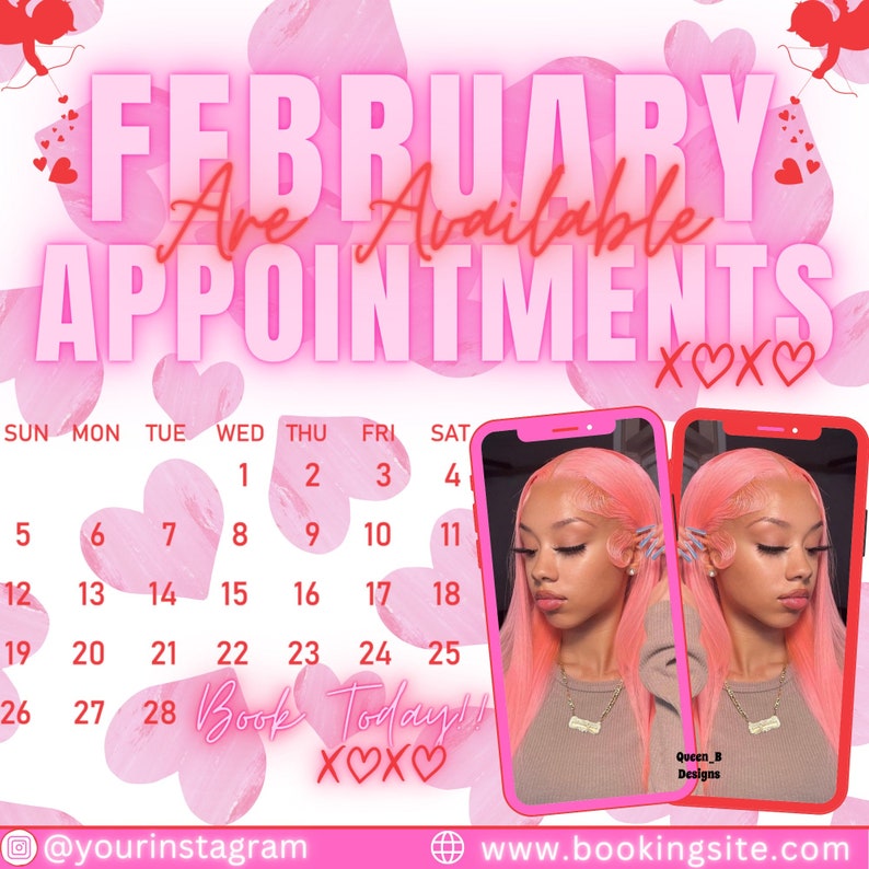 Books are open Flyer February Bookings Hair Lash Makeup Nail Book Now Beauty Editable Template Instagram DIY Canva flyer image 2