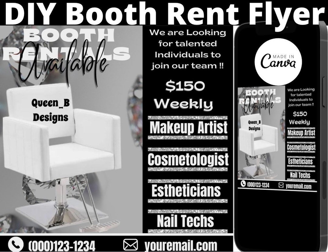 Booth Rental Flyer Booth for Rent Salon Booth Rent Social Media Editable Template Hair Stylist