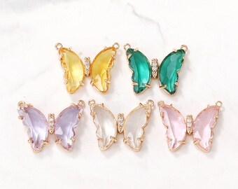 14k Yellow Gold Butterfly on Oval Charm Holder 40x20mm