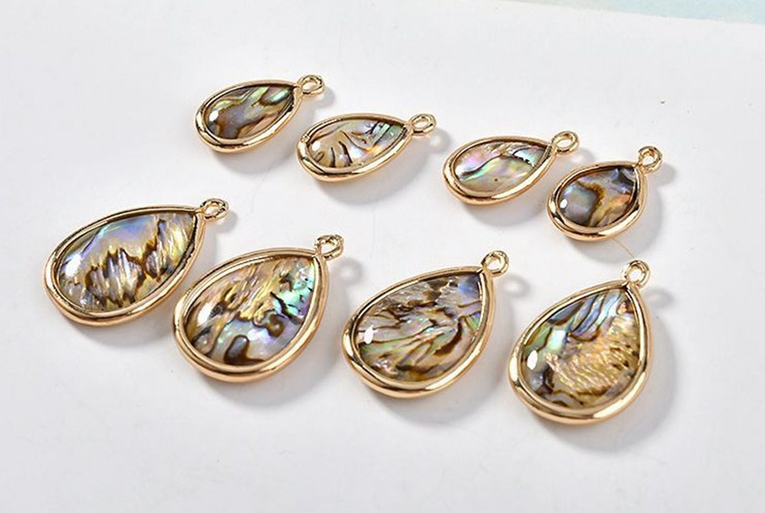 4PCS 14K Gold Plated Shell Abalone Tear Drop Charm Pendant | Etsy