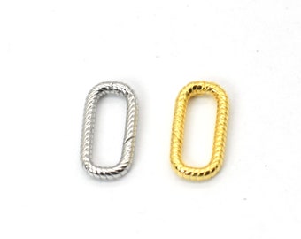 1PC Sterling Silver Vermeil Round Rectangle Twist Carabiner Clasp, 18K Gold Plated Clasp, Interlocking Clasp 20X30mm YLS02