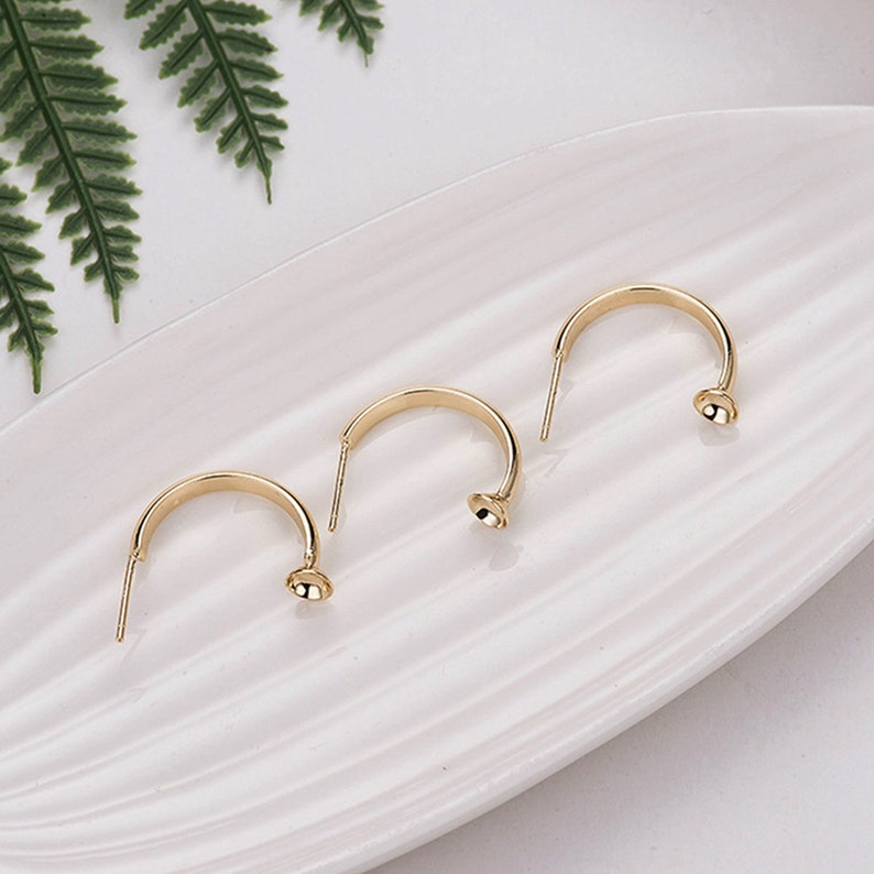 One Pair 14K Real Gold Plated Ear Wires Earrings Connector Ear Hoop Earrings Jewelry Hand Craft Handmade Supply --- 20X25mm FEA54