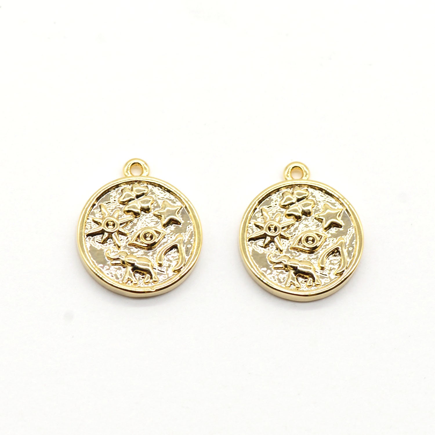2PCS 14K Gold Plated Coin Charm Pendant Necklace Pendant Etsy UK