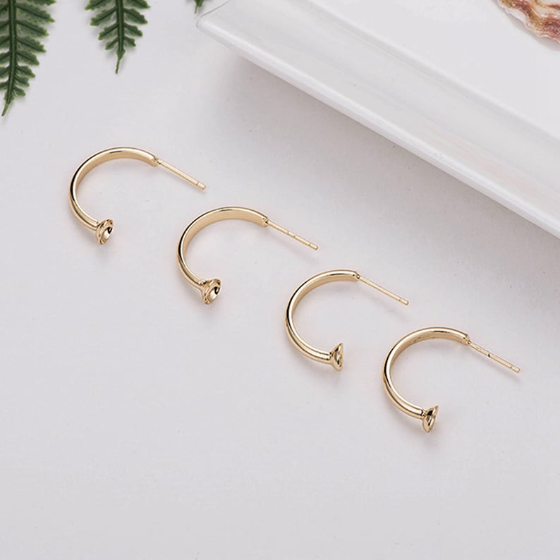 One Pair 14K Real Gold Plated Ear Wires Earrings Connector Ear Hoop Earrings Jewelry Hand Craft Handmade Supply --- 20X25mm FEA54