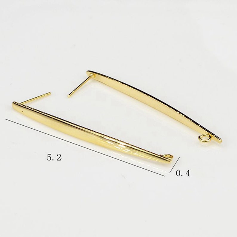 Ear Hoop Stud Earrings Jewelry Hand Craft Handmade Supply --- 4X52mm FEA57 14K Real Gold Plated Ear Wires Earrings Connector One Pair