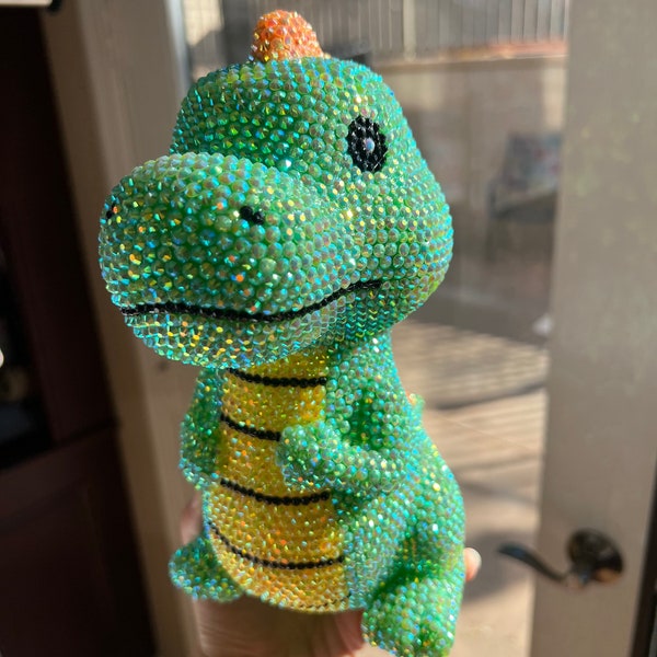 Handmade rhinestone dinosaur piggybank