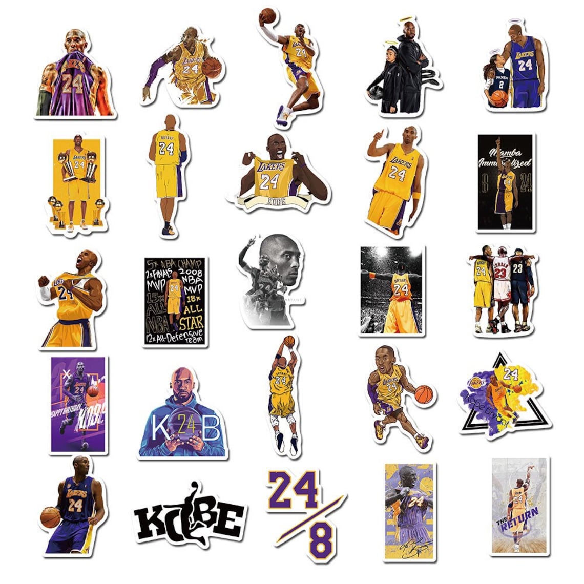 50 Pcs Kobe Bryant Stickers Etsy