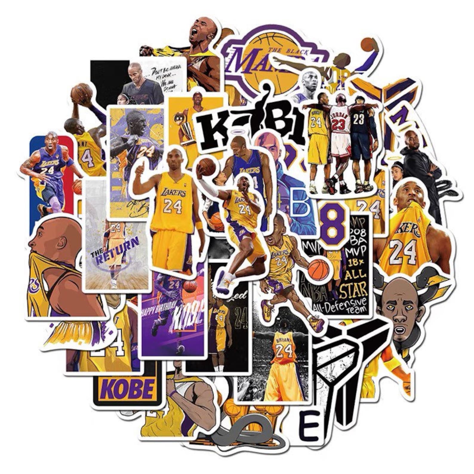 50 Pcs Kobe Bryant Stickers Etsy