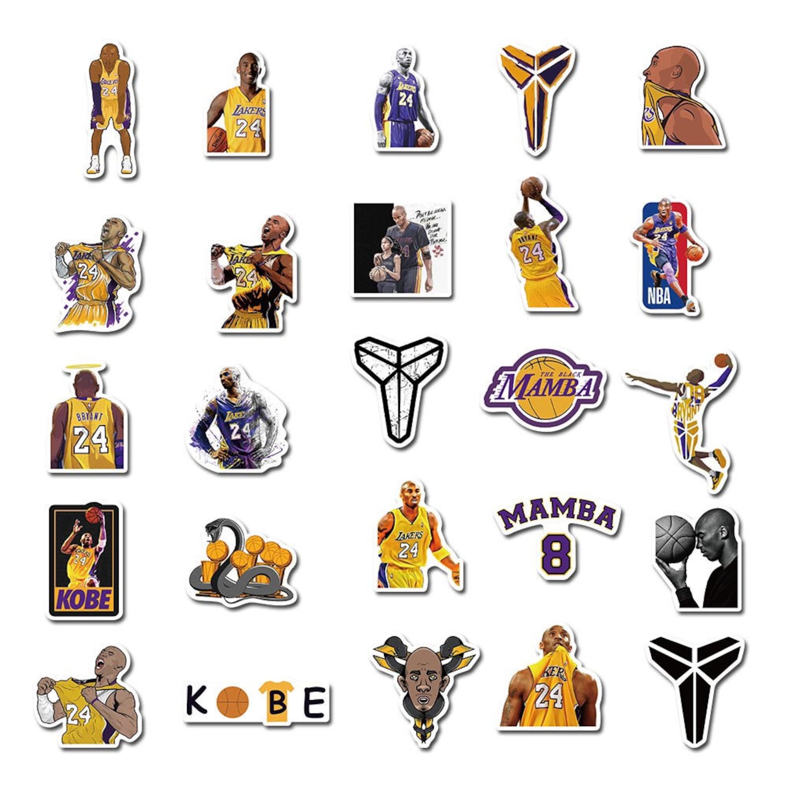 50 Pcs Kobe Bryant Stickers Etsy