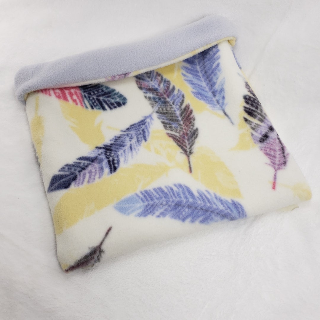 Fleece Snuggle Sack Multi Colored Feathers on Light Yellow Etsy