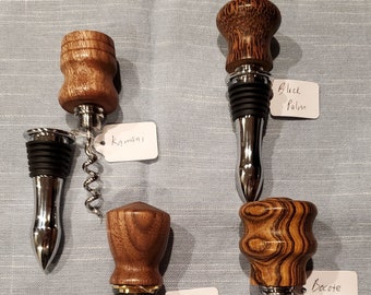 Hand Turned Corkscrew Bottle Stopper Combo