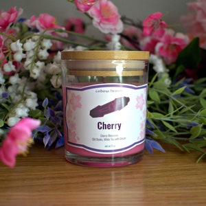 Cherry Blossom, White Tea with Ginger, and Old Books - Anime Inspired Cherry Soy Candle