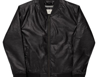 Jesus Is King Leather Bomber Jacket