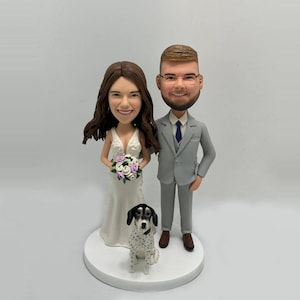 Décoration de gâteau de mariage personnalisée, figurines décoratives personnalisées pour couple et animal de compagnie