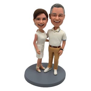 Custom Wedding Cake Topper Bobblehead，Personalized Polymer Clay Couple Figurine
