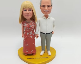 Custom Couple Bobbleheads, 50th Anniversary Gifts For Parents, Personalized Happy Couple Bobblehead, Custom Couple Christmas Bobbleheads