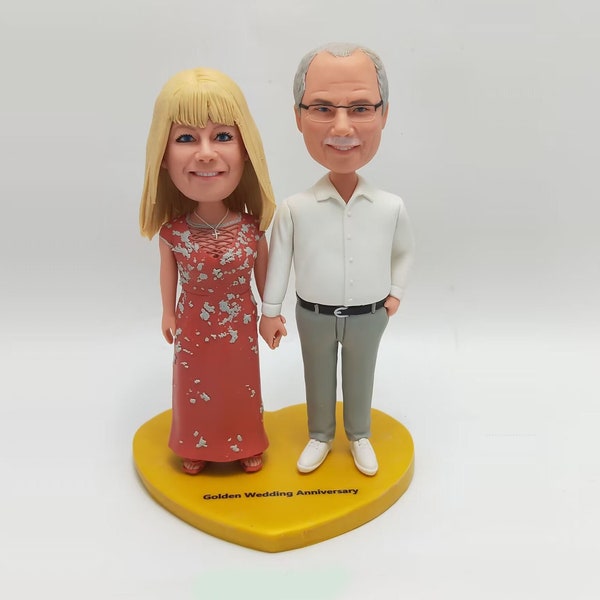 Custom Couple Bobbleheads, 50th Anniversary Gifts For Parents, Personalized Happy Couple Bobblehead, Custom Couple Christmas Bobbleheads