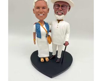 Anpassad present till föräldrars 50-årsjubileum, bobblehead, handgjord polymerlera