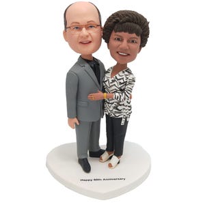Custom Couple Bobbleheads，Personalized Anniversary Cake Topper