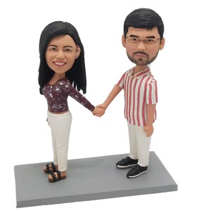 Décoration de gâteau de mariage personnalisée, figurines en pâte polymère pour couple