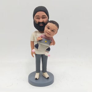 Custom father holding baby bobblehead, Custom  Christmas Bobbleheads for fasther and son ,family bobblehead