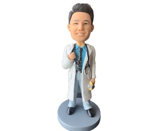Custom Doctor Bobblehead, Personalized Polymer Clay Figurine,