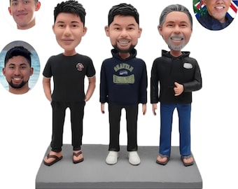 Custom 3 Person Bobblehead, Handmade Polymer Clay Figurine from Photo，Personalized Family Figurine,