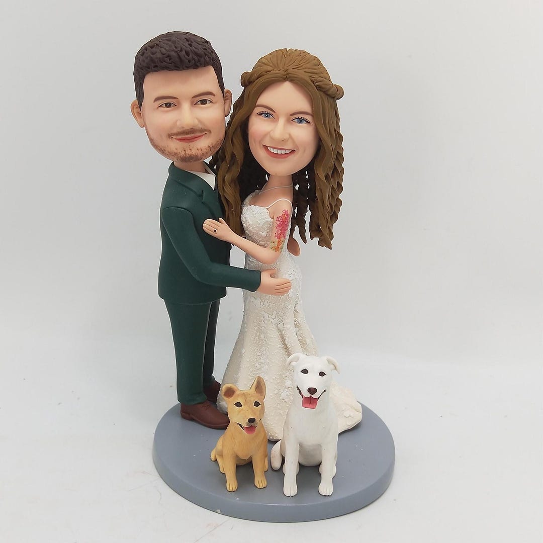 Custom Wedding Cake Topper，personalized Bride and Groom Bobbleheads - Etsy