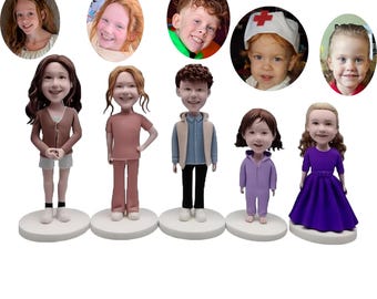 Custom Photo Figurine, Personalized Family Doll, Kids Figure, Handmade Style Keepsake,