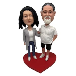 Custom Couple Bobbleheads, Handmade Polymer Clay Figurine, Anniversary Gift,