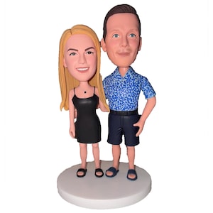Custom Couple Bobblehead, Personalized Polymer Clay Figurine, Anniversary Gift,