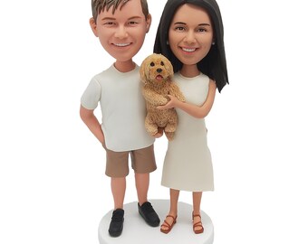 Custom Couple Bobbleheads with dog/cat,Anniversary Gifts, Personalized  Couple Bobblehead,Valentine's Day