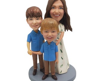 Figura cabezona familiar personalizada, regalo de arcilla polimérica personalizado
